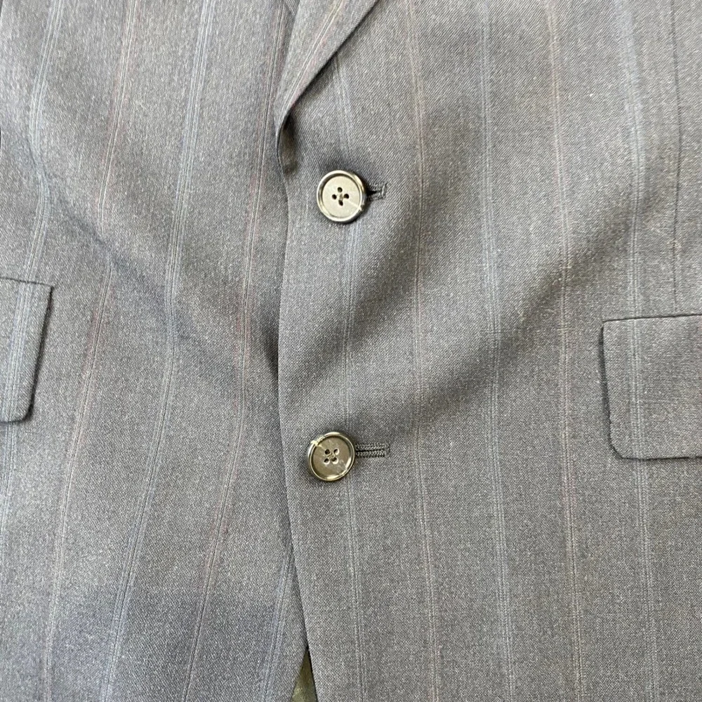 Hart Schaffner Marx Mens 40R Vintage Navy Pinstripe Wool Blazer USA Union Made